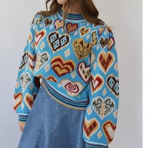 Chic Blue Heart Sweater-NWT